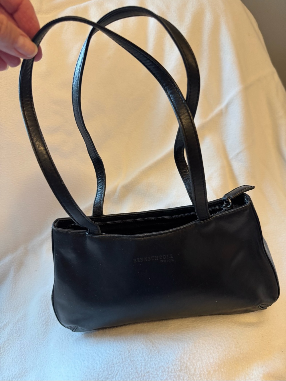 Kenneth Cole Black Leather Shoulder Tote